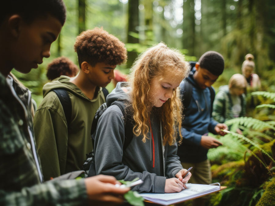 students engage field trip lush forest